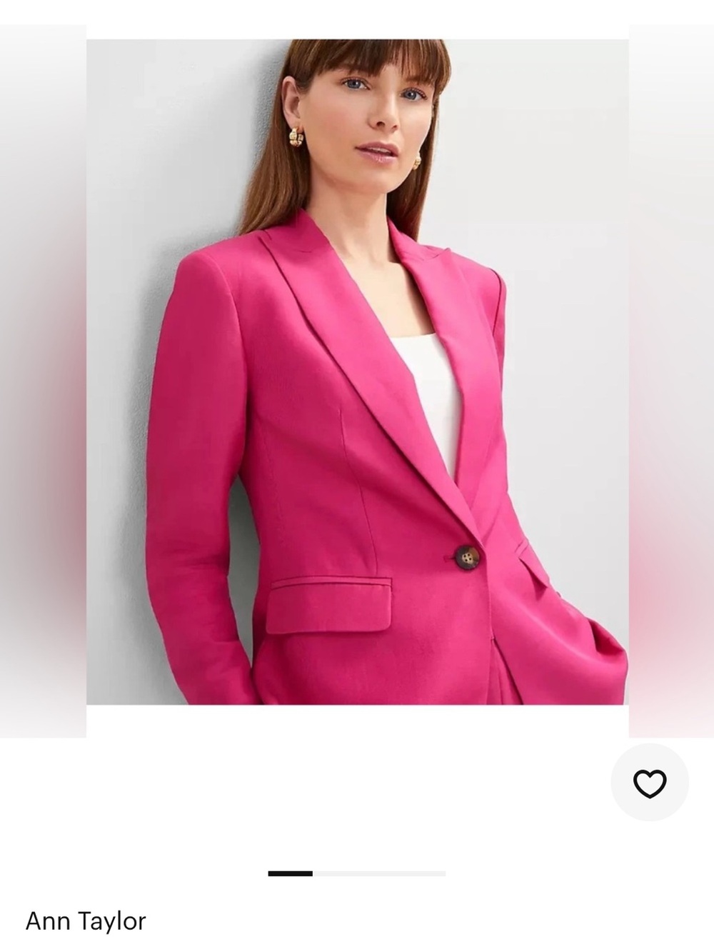 Ann Taylor Petite 10P Hot Pink Single-Button Blazer